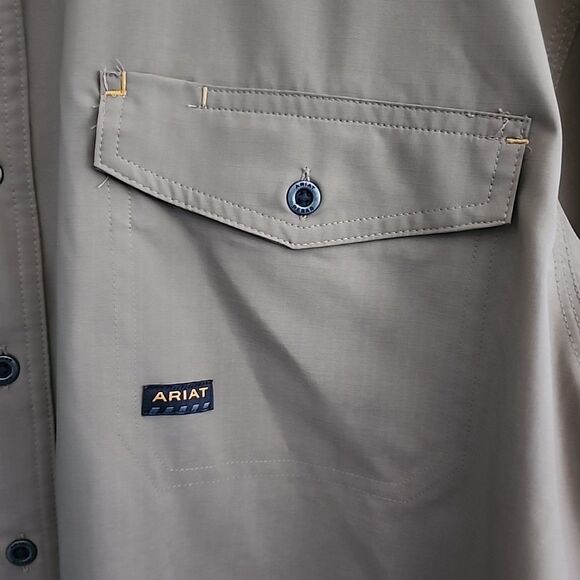 Ariat Rebar Shirt Mens XXL 2XLT Tan Vented Venttek Button Down Short Sleeve - Picture 3 of 9